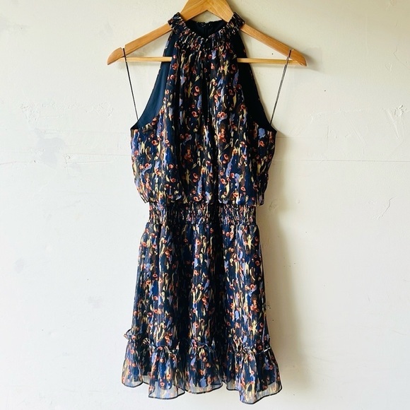 Aidan Mattox Halter Smocked Printed Dress - Picture 3 of 10